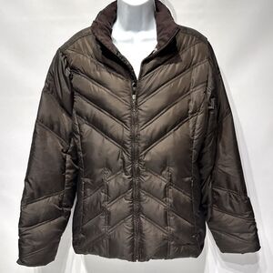 Eddie Bauer Premium Goose Down Brown Quilted Puffer Jacket Women’s Size S (P3)